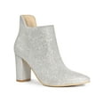 thumbnail image 1 of BLISSFUL STEP Women's Pointed Toe Cutout Block Heels Glitter Ankle Booties, 1 of 7