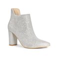 thumbnail image 1 of BLISSFUL STEP Women's Pointed Toe Cutout Block Heels Glitter Ankle Booties, 1 of 7