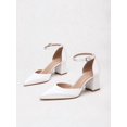 thumbnail image 1 of Women's Pointed Toe D'Orsay Adjustable Ankle Strap Block Heel Satin Dress Pumps for Bridal Wedding Party Office Daily Wear, 1 of 6
