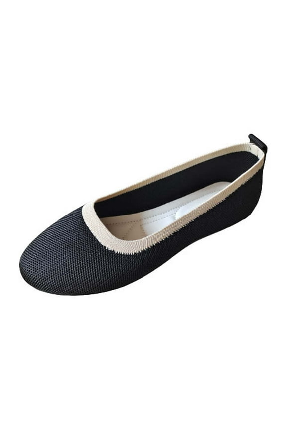 Women's Pointed Toe Dress Flats Comfort Slip On Ballet Flat Shoes Clearance Female Solid Color Round-Toe Flats Shoes Lightweight Soft Sneakers Casual Shoe Black 7