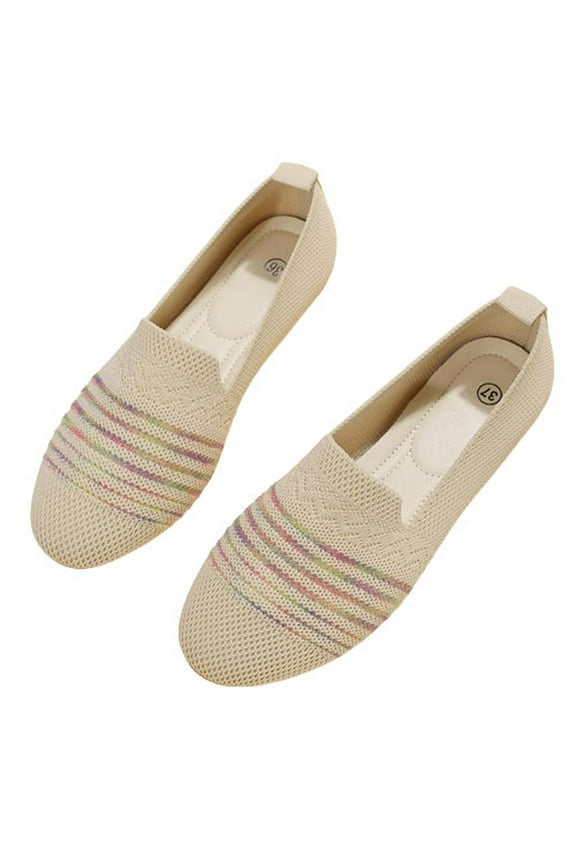 Women's Pointed Toe Dress Flats Comfort Slip On Ballet Flat Shoes Clearance Female Solid Color Round-Toe Flats Shoes Lightweight Soft Sneakers Casual Shoe Beige 9