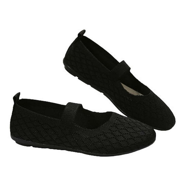 Women's Pointed Toe Dress Flats Comfort Slip On Ballet Flat Shoes Clearance Female Solid Color Round-Toe Flats Shoes Lightweight Soft Sneakers Casual Shoe Black 6.5