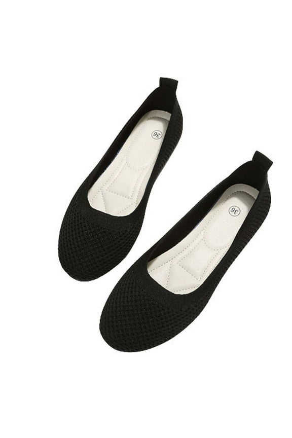 Women's Pointed Toe Dress Flats Comfort Slip On Ballet Flat Shoes Clearance Female Solid Color Round-Toe Flats Shoes Lightweight Soft Sneakers Casual Shoe Black 7