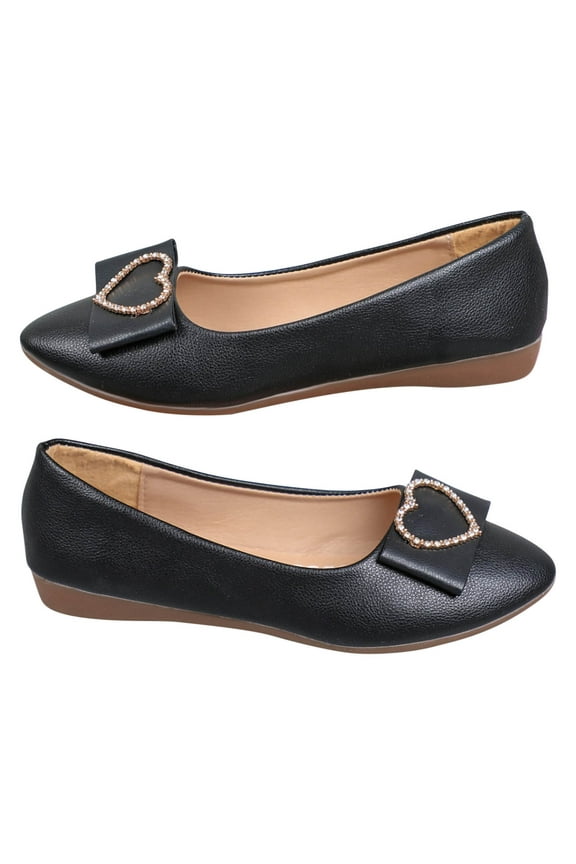 Women's Pointed Toe Flat Work Shoes Heart Design Shallow Slip-On Arch Support Flats for All-Day Comfort and Style Birthday Gift