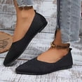 thumbnail image 1 of Women's Pointed Toe Flats Breathable Knit Ballet Flats with Arch Support Comfortable Dressy Slip On Shoes for Work Office Lightweight Washable Walking Black 41, 1 of 5