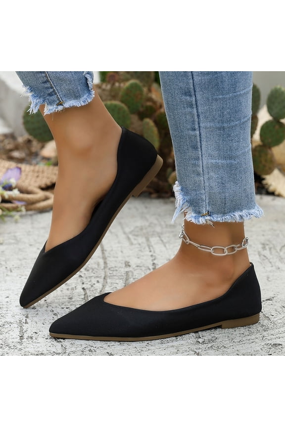 Women's Pointed Toe Flats, Low Heel Sandals Comfortable Work Shoes Soft Sole Casual Footwear for Office Spring Summer Plus Size