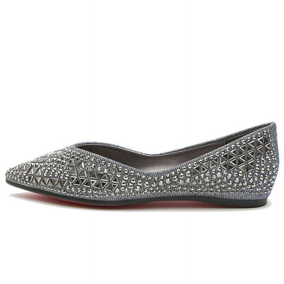 Women's Pointed Toe Flats, Rhinestone Detail, Comfortable Slip-on