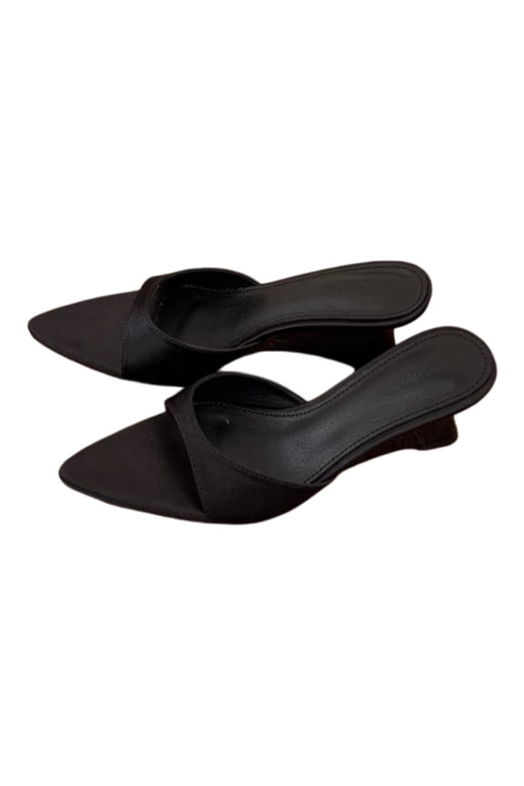 Women's Pointed Toe High Heel Mules, Satin Open Back Slip On Dress Sandals