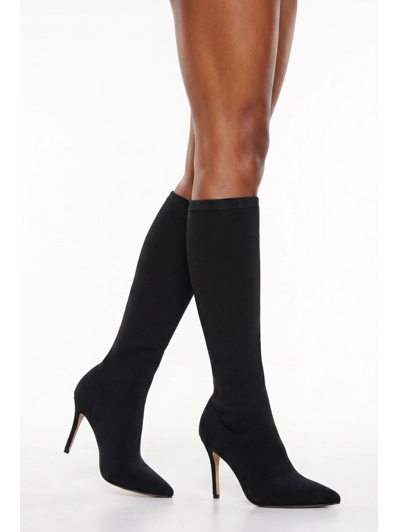 Women's Pointed Toe Knee High Stiletto Sock Boots