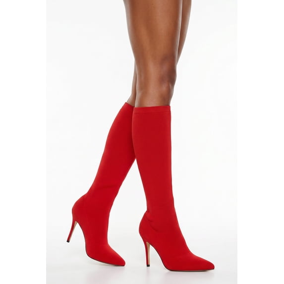 Women's Pointed Toe Knee High Stiletto Sock Boots