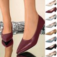 thumbnail image 1 of Women’s Pointed Toe Low Kitten Heel Pumps, Soft Faux Leather Slip‑On Dress Shoes, Comfortable Non‑Slip Office Casual Formal Footwear, 1 of 9