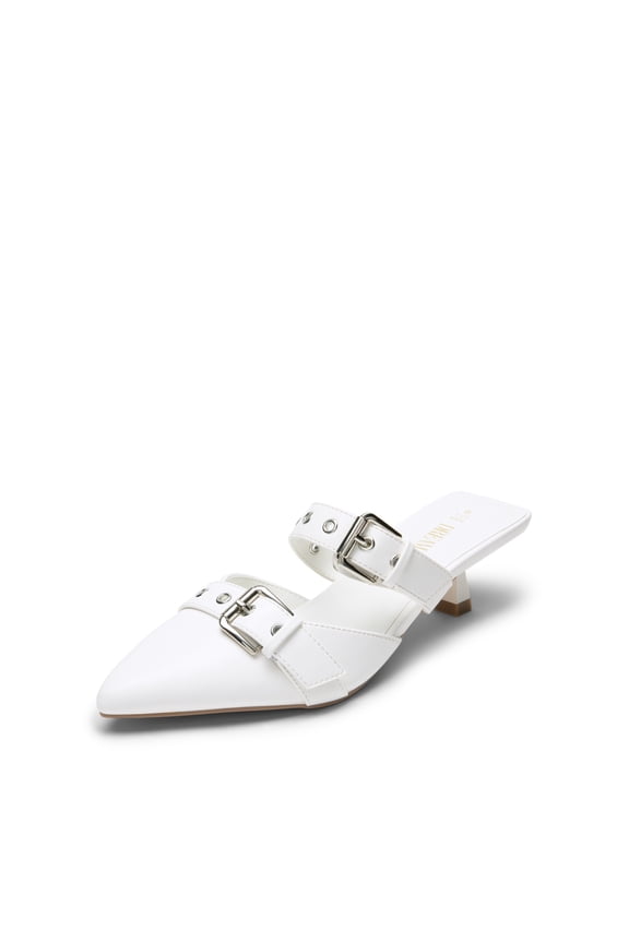 Women’s Pointed Toe Mules With Buckle Straps