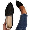 thumbnail image 1 of Women's Pointed Toe Penny Loafers Dressy Ballet Flats Knit Mesh Slip-on Shoes Comfortable Lightweight Black 7.5, 1 of 9