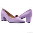 thumbnail image 1 of Women's Pointed Toe Pumps, 2 Inches Slip On Low Chunky Block Heels, Padded Latex Cushion, Light Purple,Size 11.5, 1 of 7
