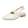 thumbnail image 1 of Women's Pointed Toe Shoes, Buckle Ankle Strap Sandals, Closed Toe Ankle Strap Sandals, Low Block Heeled Sandals, Weave Graphic Shoes White 6, 1 of 4