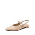 thumbnail image 1 of Women’s Pointed Toe Slingback Flats, Adjustable Ankle Strap Low Heel Dress Shoes for Work & Daily Wear, 1 of 8