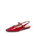 thumbnail image 1 of Women’s Pointed Toe Slingback Flats, Adjustable Ankle Strap Low Heel Dress Shoes for Work & Daily Wear, 1 of 8