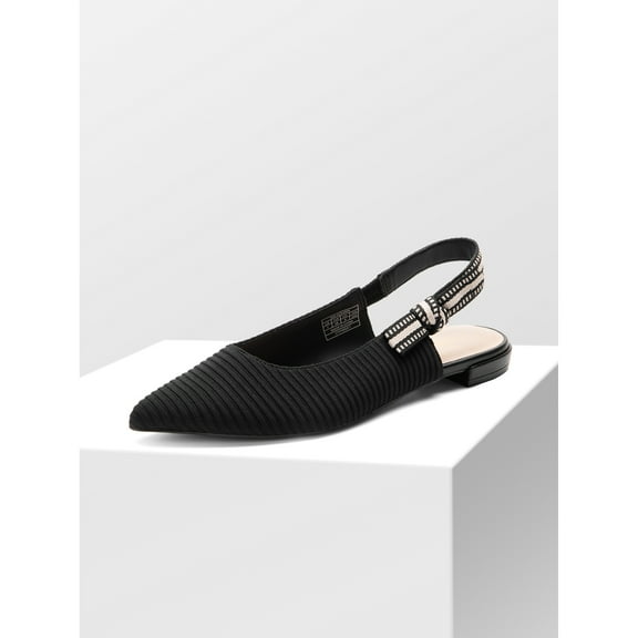 Women’s Pointed Toe Slingback Flats, Dress Up Low Heel Shoes With Bow Knot