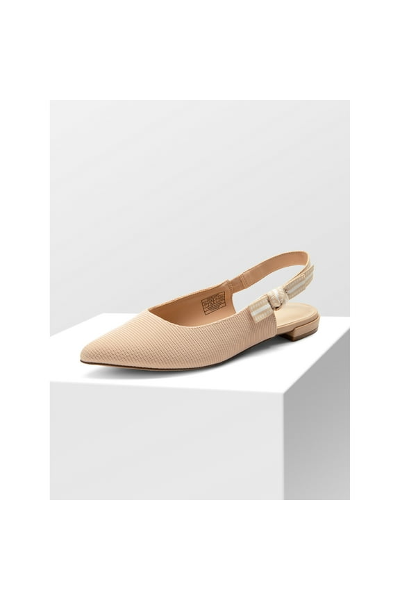 Women’s Pointed Toe Slingback Flats, Dress Up Low Heel Shoes With Bow Knot