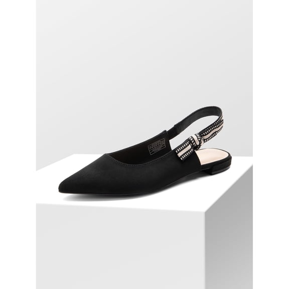 Women’s Pointed Toe Slingback Flats, Dress Up Low Heel Shoes With Bow Knot