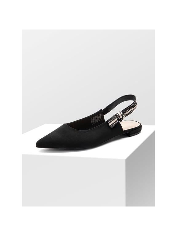 Women’s Pointed Toe Slingback Flats, Dress Up Low Heel Shoes With Bow Knot