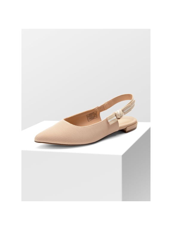 Women’s Pointed Toe Slingback Flats, Dress Up Low Heel Shoes With Bow Knot