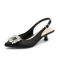 thumbnail image 1 of Women's Pointed Toe Slingback Kitten Heels With Rhinestone Buckle, 1 of 7