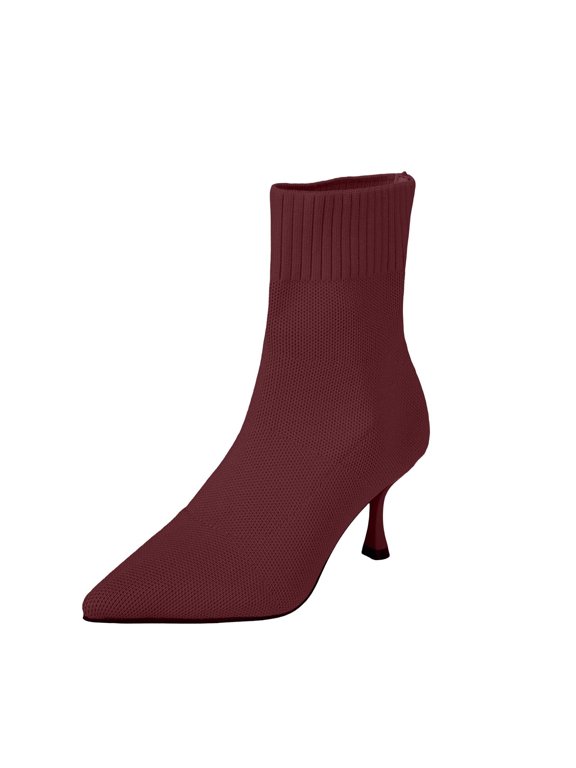 Women's Pointed Toe Sock Boots Knit Mesh Stiletto High Heel Slim Fit Ankle Booties for Party Evening