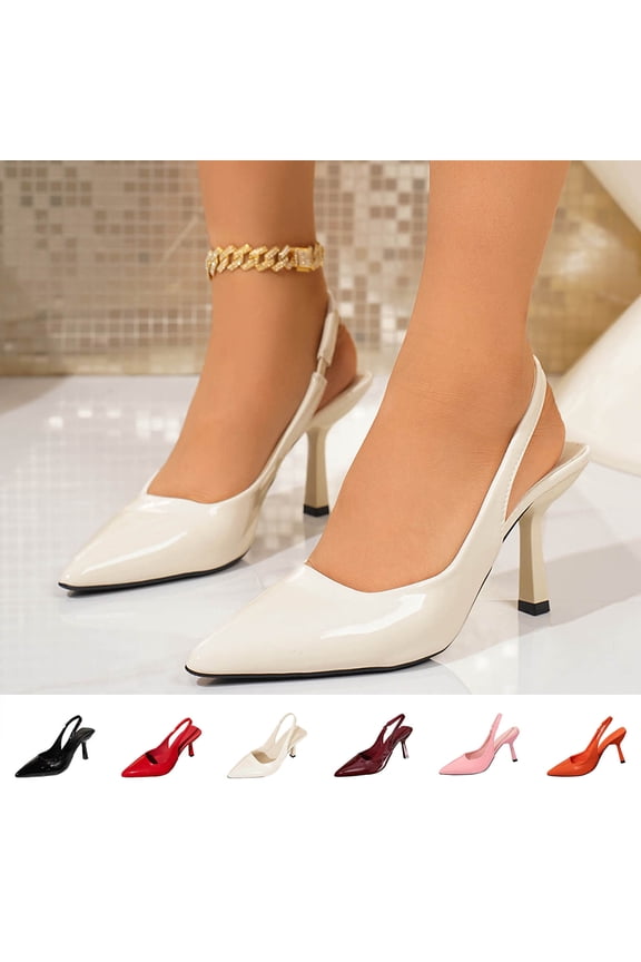 Women's Pointed Toe Stiletto Heel Slingback Pumps, Plus Size Comfortable French Style Dress Shoes for Party & Daily Wear
