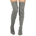 thumbnail image 1 of Women's Pointed Toe Thigh High Stiletto Heel Fashion Boots Gray Suede 5, 1 of 7