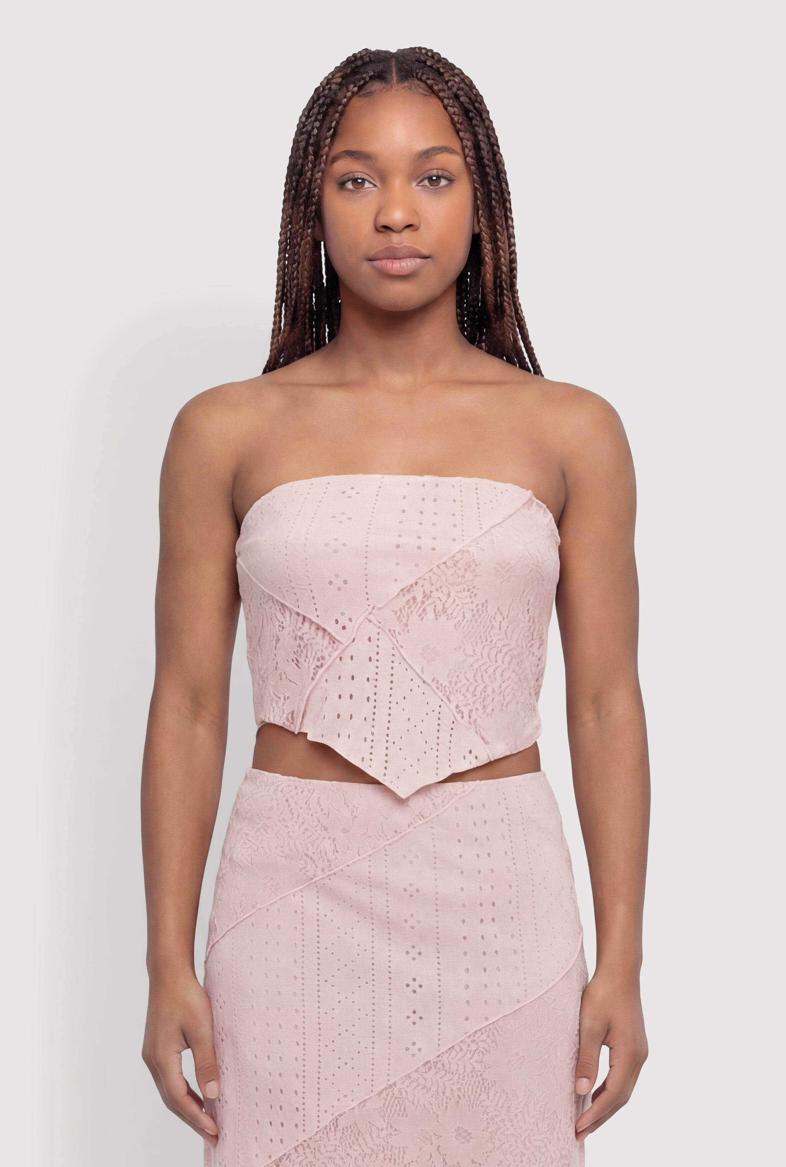 Women's Pointelle Knit Lace Patchwork Crop Tube Top - Walmart.com