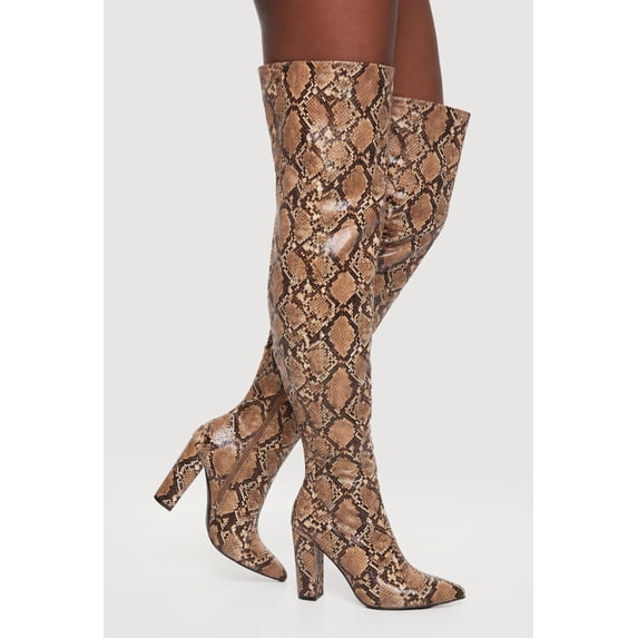 Women's Pointy Toe Block Heel Thigh High Boots