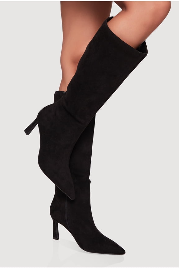 Women's Pointy Toe Side Zip High Heel Boots