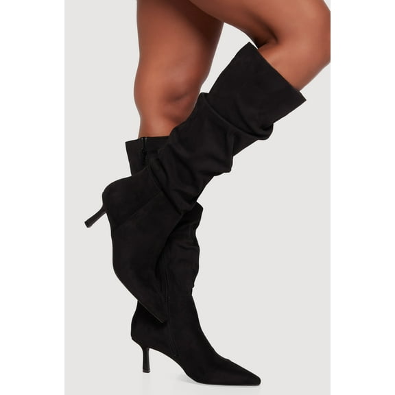 Women's Pointy Toe Side Zip Stiletto Slouch Boots