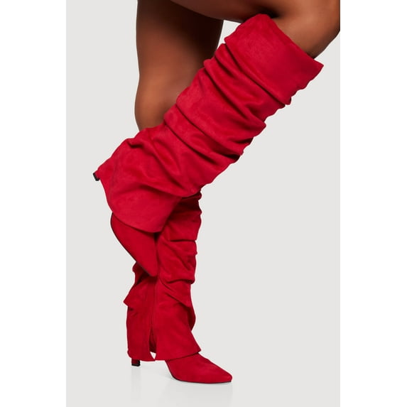 Women's Pointy Toe Stiletto Knee High Slouch Boots