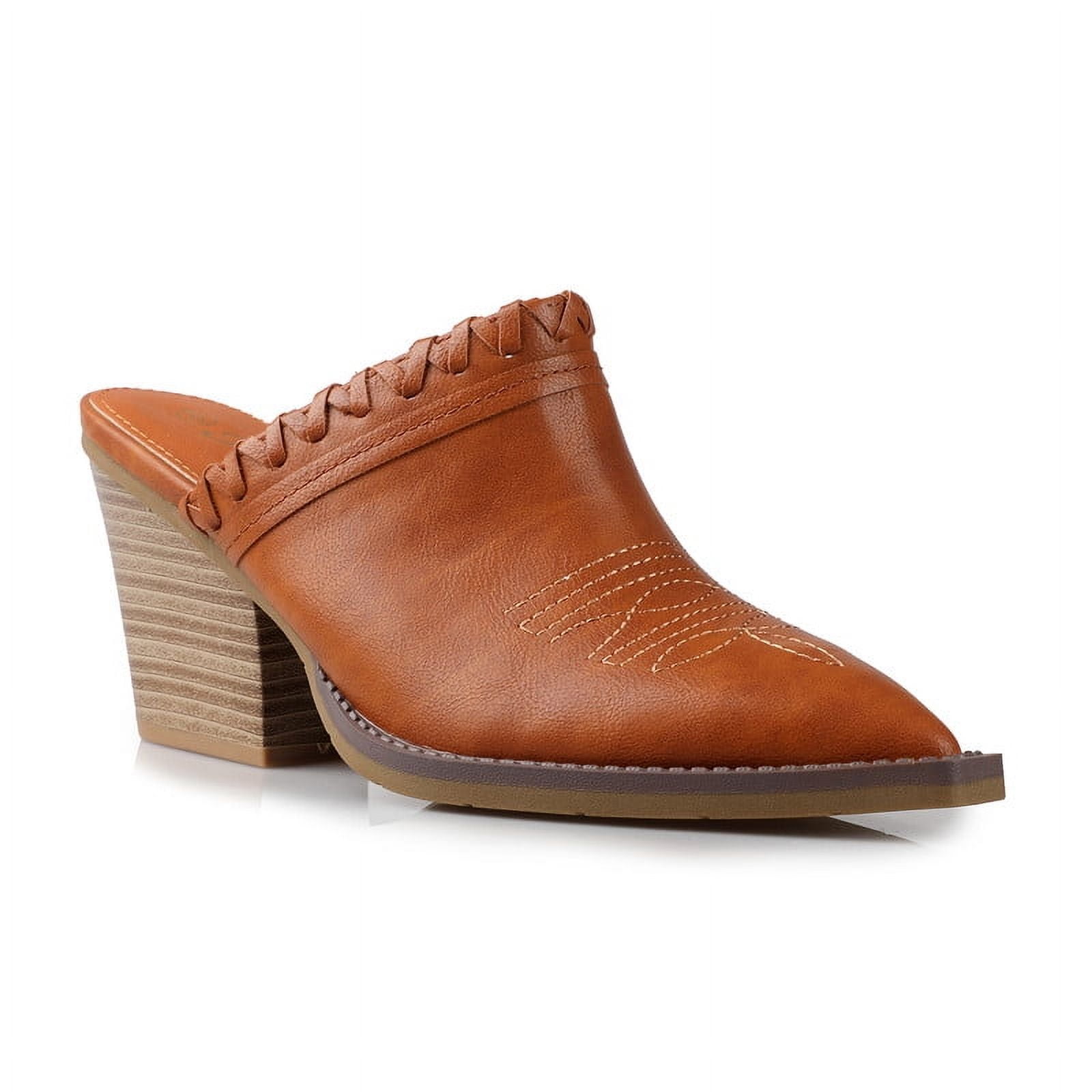 Women's Pointy-toe Heeled Western Mules