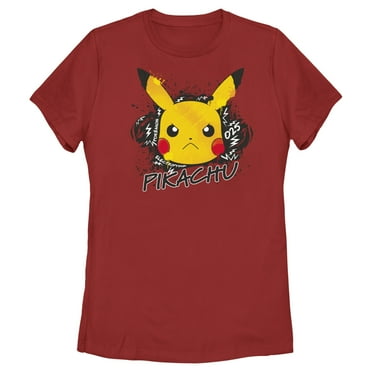 Women's Pokemon Angry Pikachu  Graphic Tee Red Large