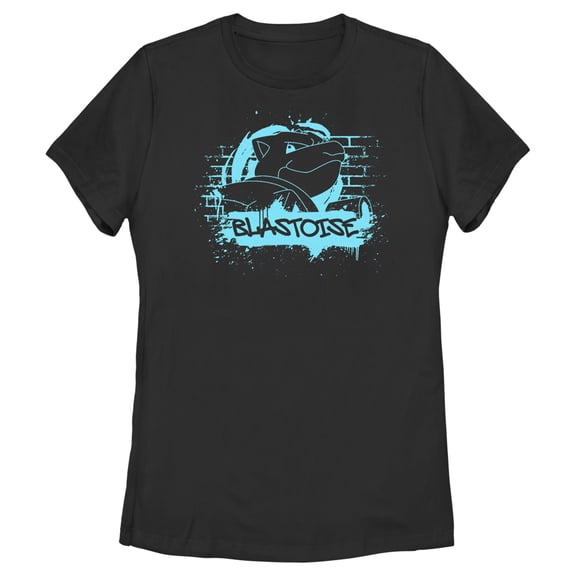 Women's Pokemon Blastoise Paint Splatter Graphic Tee Black Small