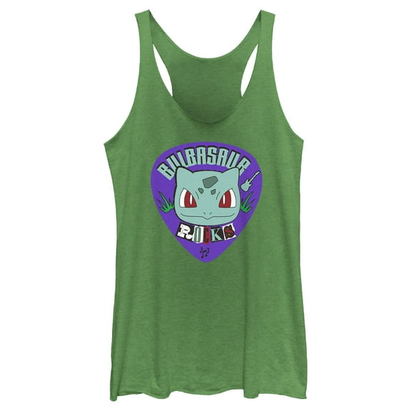 Women's Pokemon Bulbasaur Rocks Racerback Tank Top Envy Green Medium