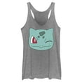 thumbnail image 1 of Women's Pokemon Bulbasaur Wink Face  Racerback Tank Top Gray Heather Large, 1 of 4