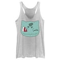 thumbnail image 1 of Women's Pokemon Bulbasaur Wink Face Racerback Tank Top White Heather Medium, 1 of 4