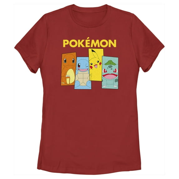 Women's Pokemon Character Boxes Graphic Tee Red Medium