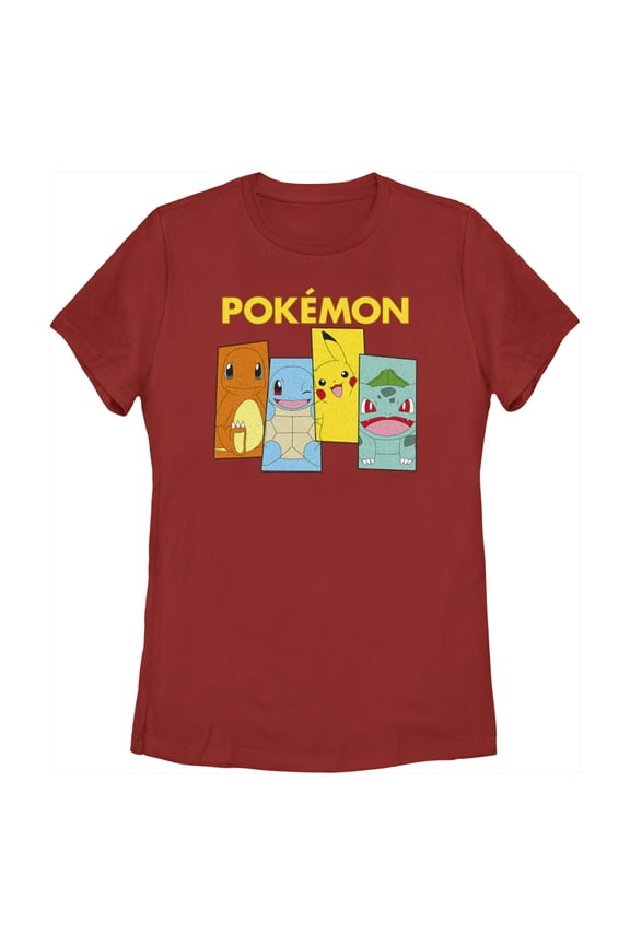 Women's Pokemon Character Boxes Graphic Tee Red Medium