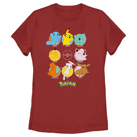 Women's Pokemon Character Circles Graphic Tee Red 2X Large