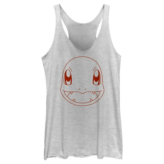 Women's Pokemon Charmander Line Art Face Racerback Tank Top White Heather X Large