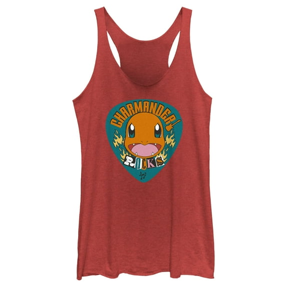 Women's Pokemon Charmander Rocks Racerback Tank Top Red Heather Small