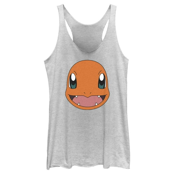 Women's Pokemon Charmander Smile  Racerback Tank Top White Heather Medium