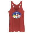 thumbnail image 1 of Women's Pokemon Christmas Happy Holidays Snowman Racerback Tank Top Red Heather 2X Large, 1 of 4
