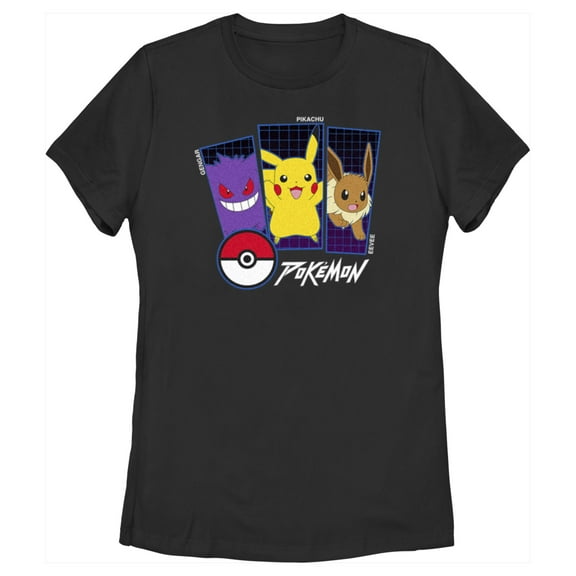 Women's Pokemon Classic Trio Graphic Tee Black Medium