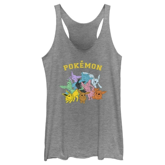 Women's Pokemon Eeveelutions Racerback Tank Top Gray Heather Small